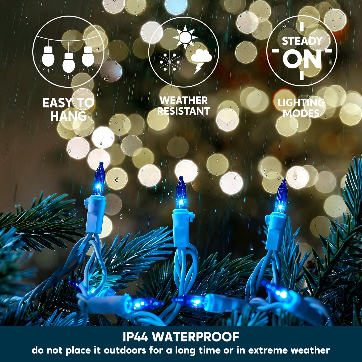 Joiedomi Christmas Lights Outdoor 100 Count Blue Christmas Tree Lights Indoor 21.4Ft String Xmas Decorations For Dorm Classroom Bedroom Holiday Wedding Party White Wire
