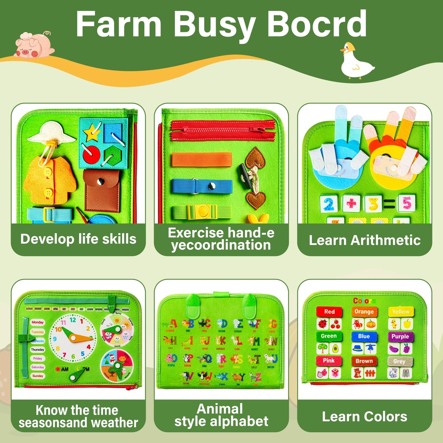 Busy Board Montessori Toy for Toddlers | Educational Activity | Sensory Board | Preschool Learning Tos | Fine Motor Skills Toys | Busy Book for Baby | Toddler Travel Toys | Toddler Activity Book