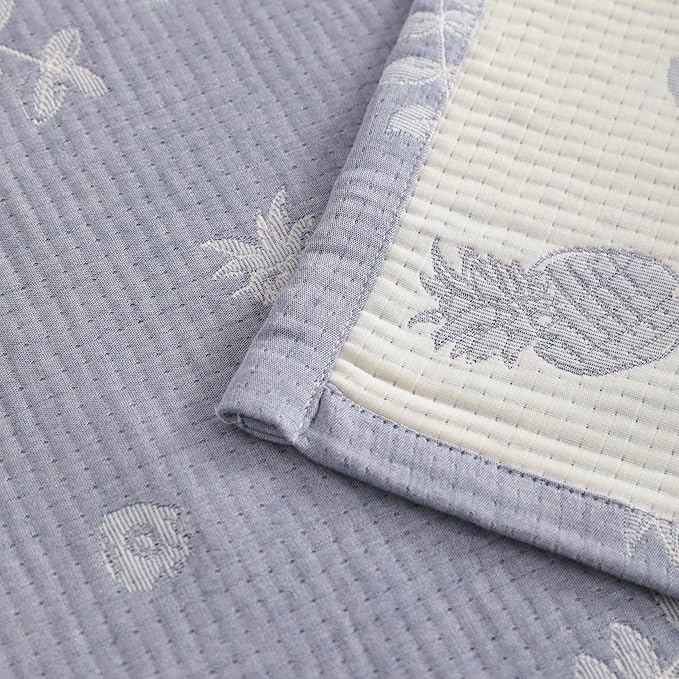 NTBAY 3 Layer Oversized Muslin Cotton Toddler Blanket, 45x60 Inches Jacquard Reversible Nursery Bed Blanket, Super Soft and Thermal Crib Blanket for All Seasons, Baby Gift, 45"x60", Blue Pineapple