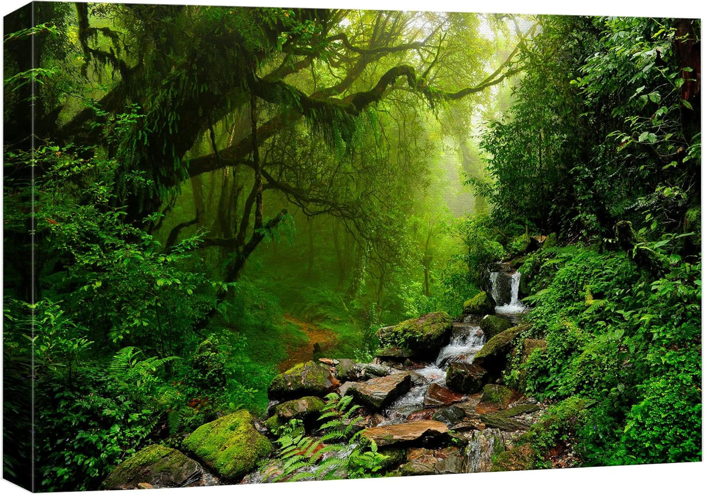 wall26 Canvas Print Wall Art Nepal Green Forest & Waterfall Nature Wilderness Photography Modern Art Rustic Scenic Colorful Multicolor for Living Room, Bedroom, Office - 32"x48"