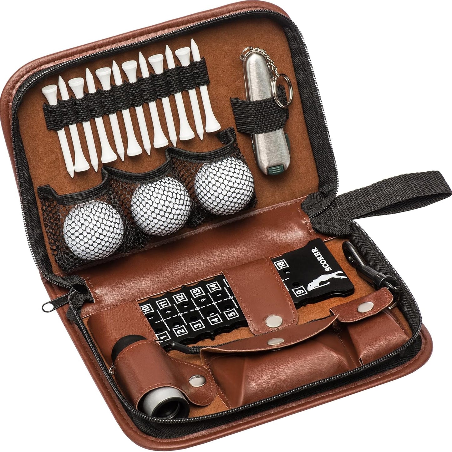 HIRQUITICKE Golf Gift Sets for Men & Women with Accessories Set & Case, Balls, Rangefinder, Tees, Brush, Multifunctional Divot Knife, Scorer, Ball Clamp