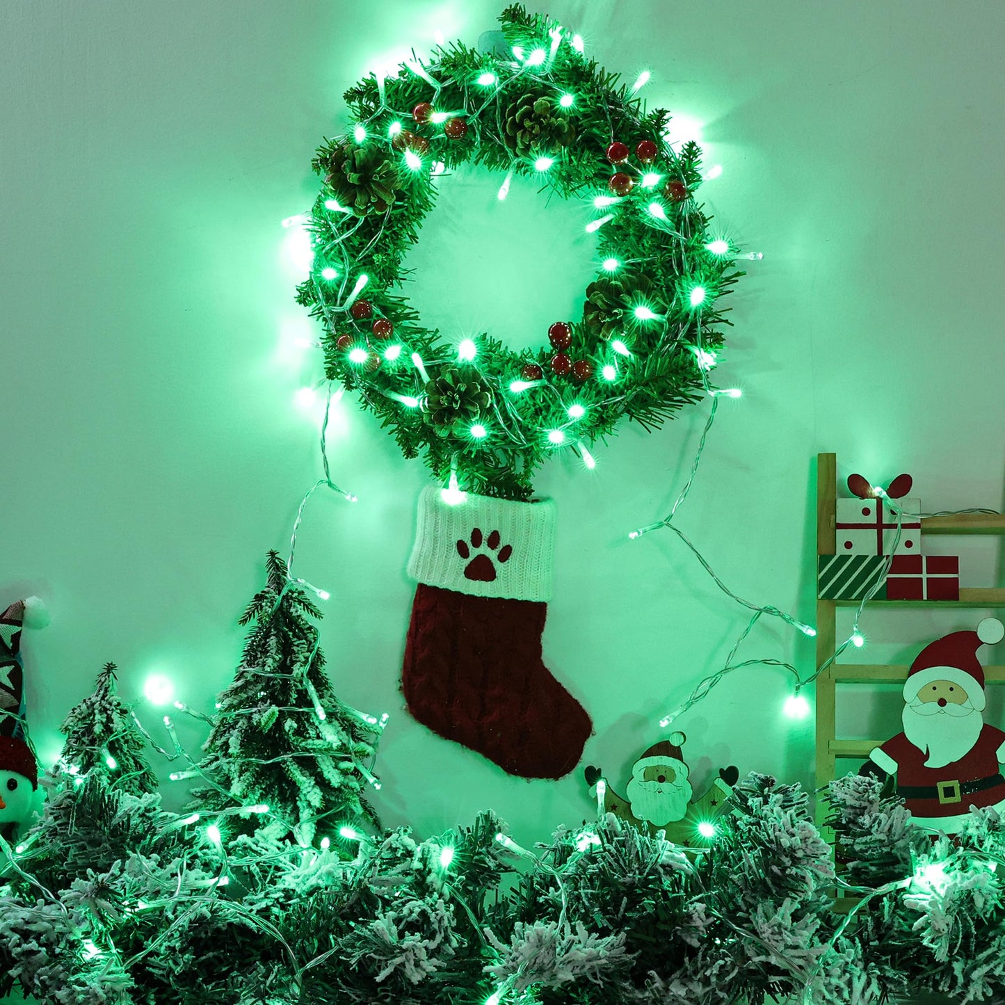 Lomotech Battery Operated Christmas Lights - 4 Pack Total 66Ft 200Leds String Lights 8 Modes Waterproof With Timer For Home  Garden  Party  Holiday  Tree Decoration (Clear Wire  Green)