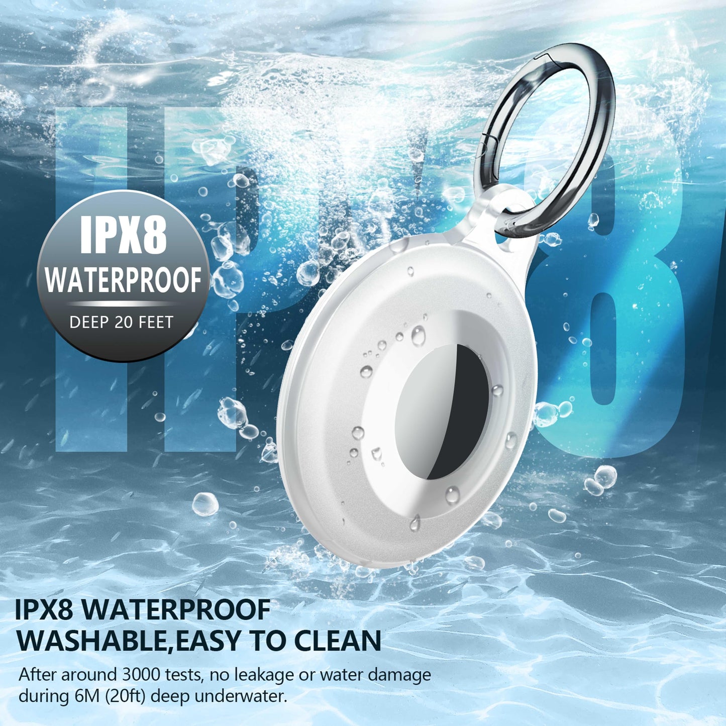 2 Pack Ipx8 Waterproof Compatible With Airtag Keychain Holder Case,Lightweight, Anti-Scratch,Easy Installation,Soft Full-Body Sh