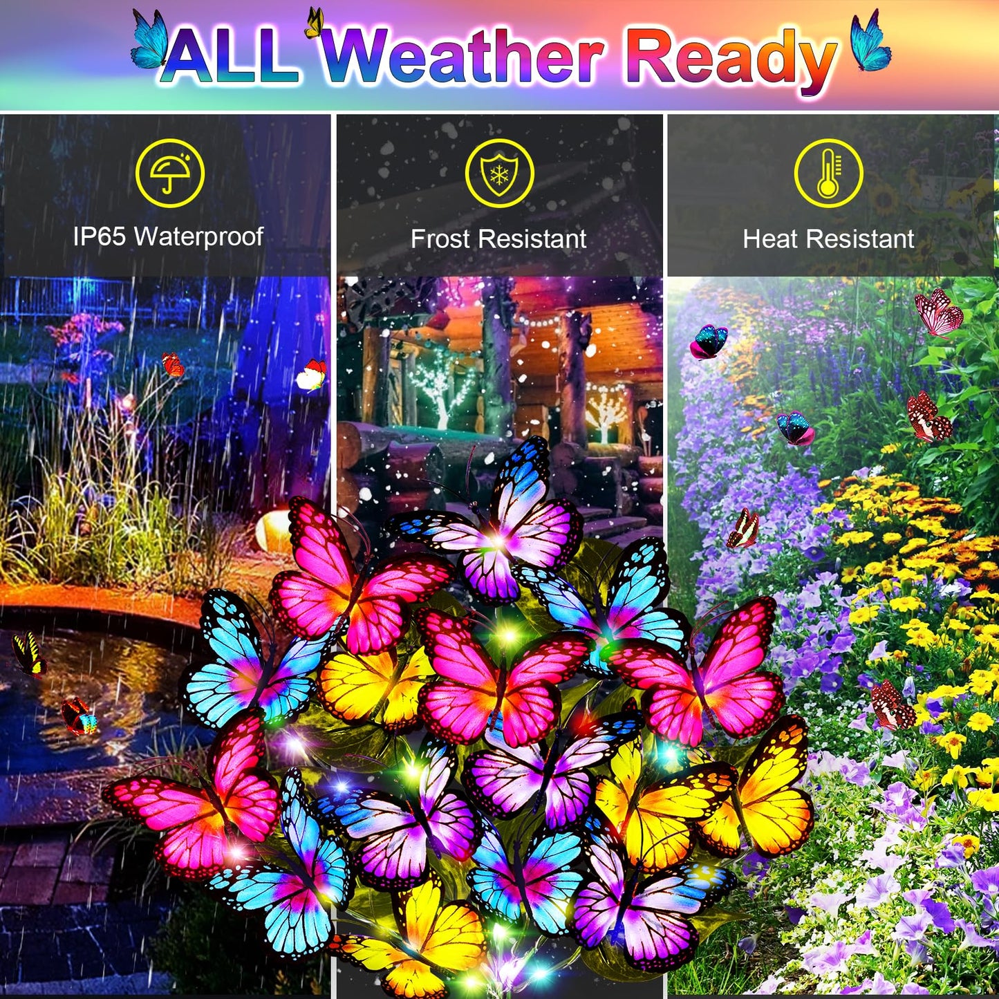 Solar Garden Lights Solar Lights Outdoor Waterproof Solar Lights 4 Pack With New Upgraded 144 Led 68 Butterflys Outdoor Solar Lights For Yard Outside Garden Pathway Decor Gifts For Women