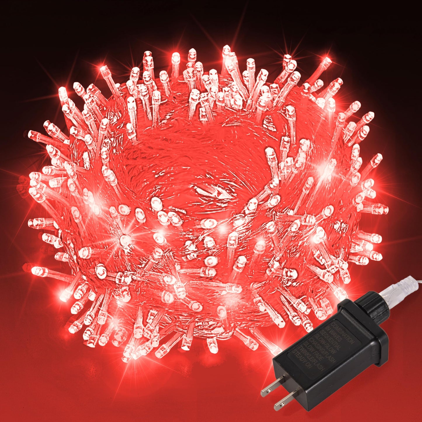 Etinga 100 LED Red String Lights 33ft, Plug in Fairy Lights with 8 Lighting Modes, Indoor Outdoor Waterproof Decorative Lights f