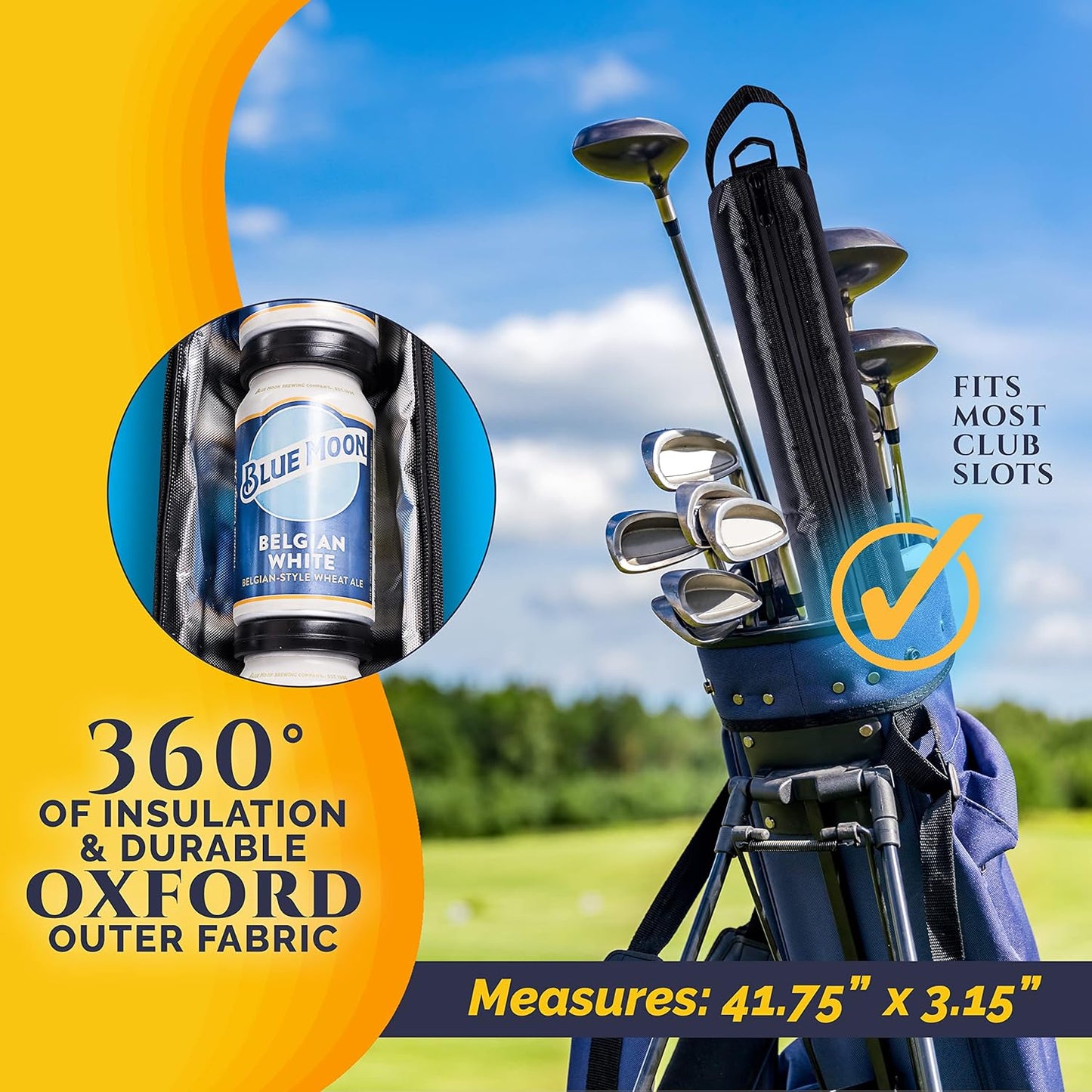 9 Can Insulated Golf Beer Sleeve with 7 Ice Pack Coolers - 8mm Thick Insulation Keeps Drinks Cold and Leak Proof Zipper – Customer-Favorite Golfing Gifts & Golf Bag Accessories