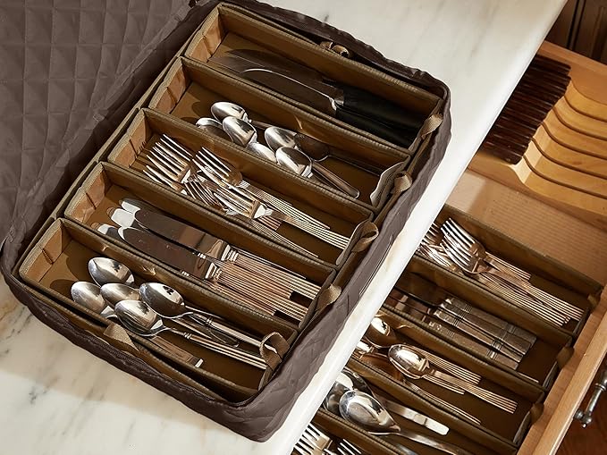 Flatware Storage - Washable and Stain Resistant, ID Window, Kitchen Storage, Bronze