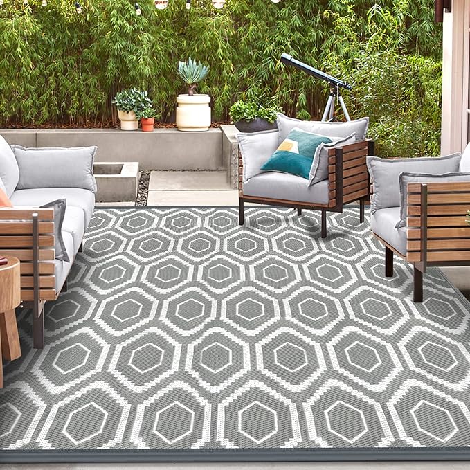 Camping Rugs, Clearance Plastic Straw Rug Weatherproof Reversible, Large Floor Mat for Outdoors, RV, Patio, Backyard, Deck, Picnic, Beach, Trailer, Camping