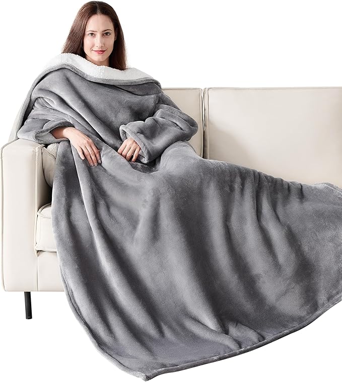 NORD ECO Wearable Blanket with Sleeves, Cozy Wearable Blanket with Arms and Pockets for Women Men, Warm TV Wrap Throw Blan...