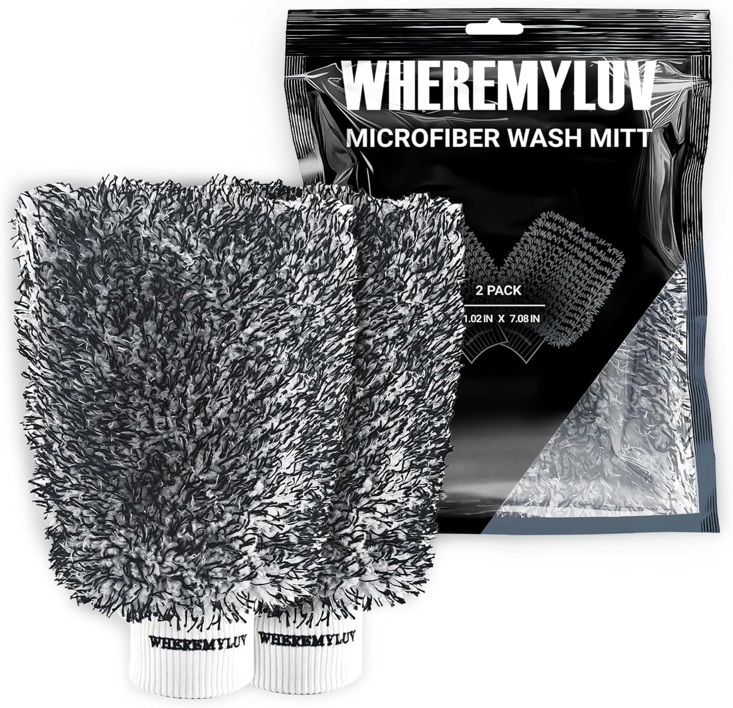 Premium Microfiber Car Wash Mitt, 2 Pack Auto Detailing Mitts for Scratch-Free Cleaning for Cars, Trucks, Absorbent, Extra Soft, Lint-Free Car Cleaning Gloves, Reusable, Machine Washable