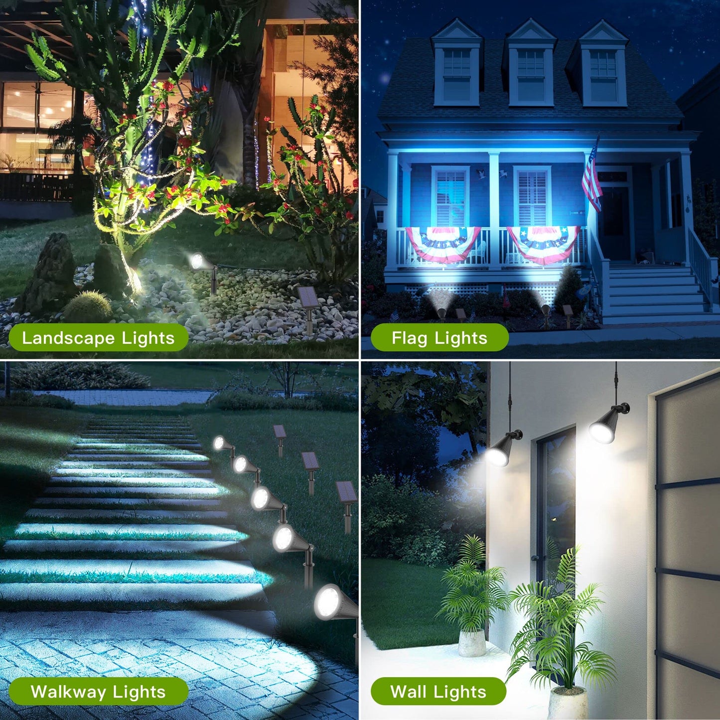 MEIHONG Solar Spot Lights, Waterproof Dusk to Dawn Lights, 2 Pack, White, High-impact ABS Plastic, Model K1-B