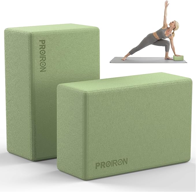 PROIRON Yoga Blocks, 2 Pack Supportive High Density Premium Eva Foam, Soft Non-Slip Surface with Curved Edges Stretch Bloc...