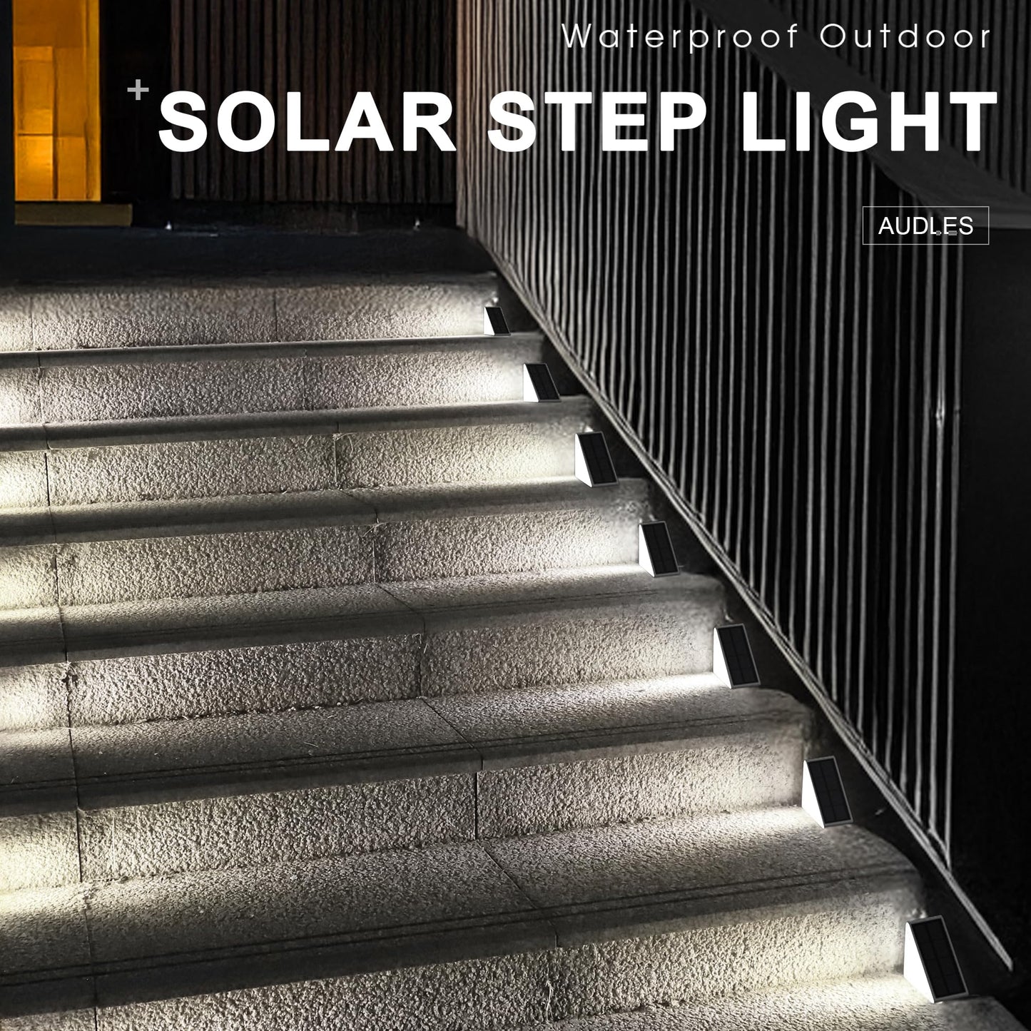 AUDLES LED Solar Step Lights Waterproof Outdoor Stair Lights, Solar Deck Light Outdoor Decor IP67 Solar Lights for Yard, Patio, Garden, Walkways, Front Door, Pathway, Driveway (12)