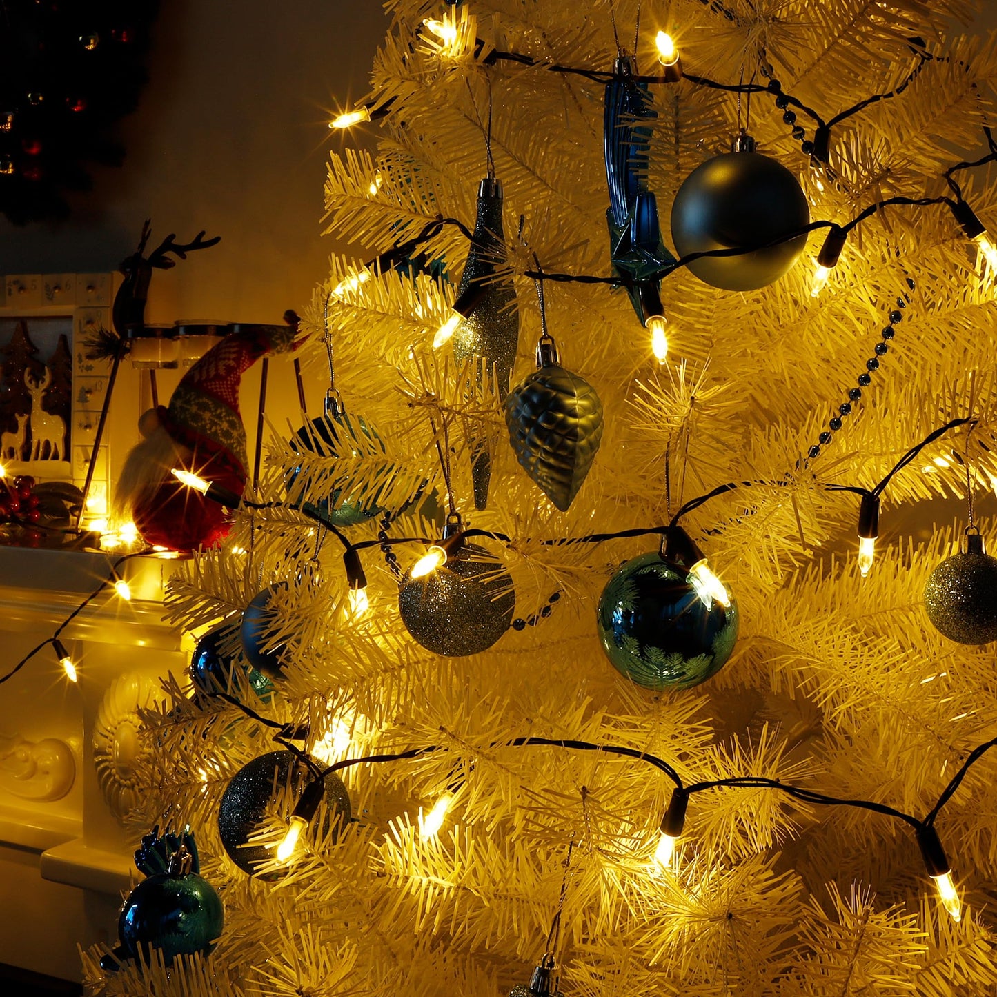 Joliyoou 50 Led Warm White String Lights, 16 Ft Battery Operated With 8 Modes, Indoor/Outdoor Xmas Fairy Lights