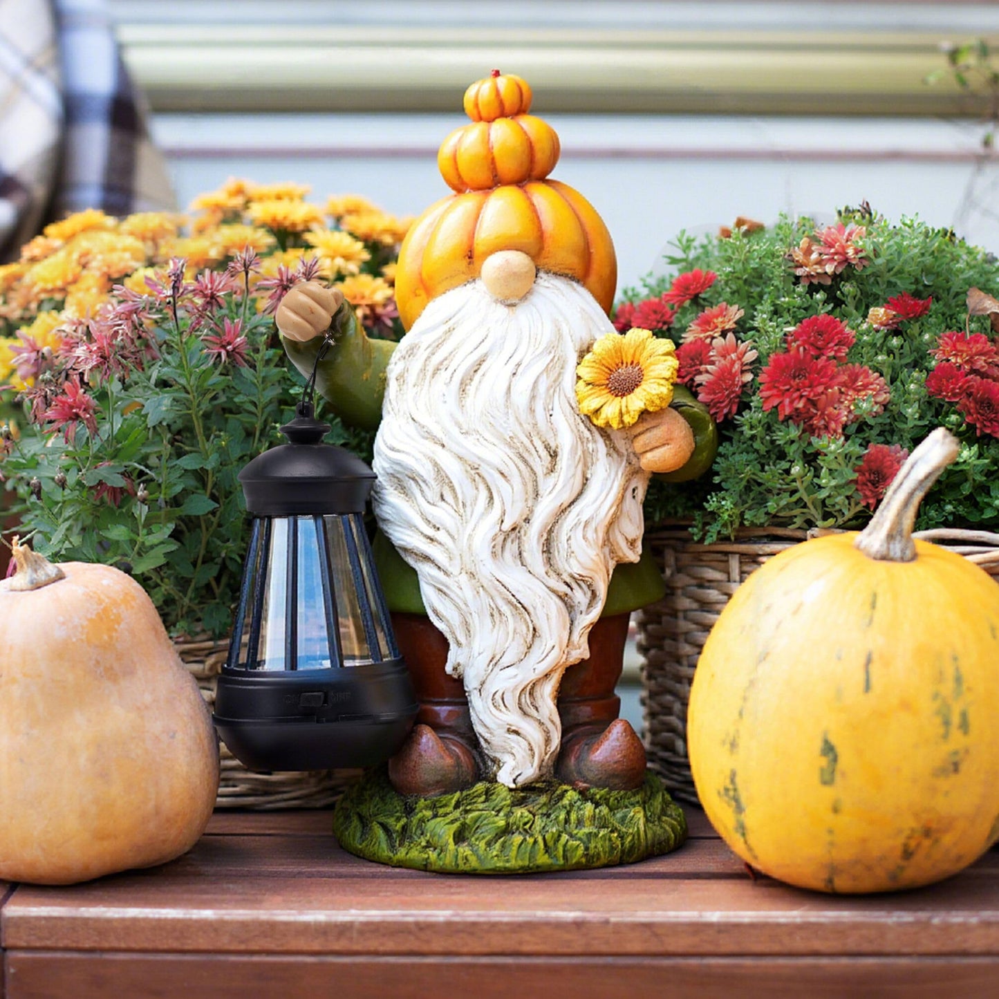 TeresaS Collections Fall Decor  Pumpkin Gnomes Decoration  Autumn Gnome Holding Lantern With Solar Lights  Waterproof Fall Gnomes Resin Outdoor Fall Decor  Fall Gift Outdoor/Indoor