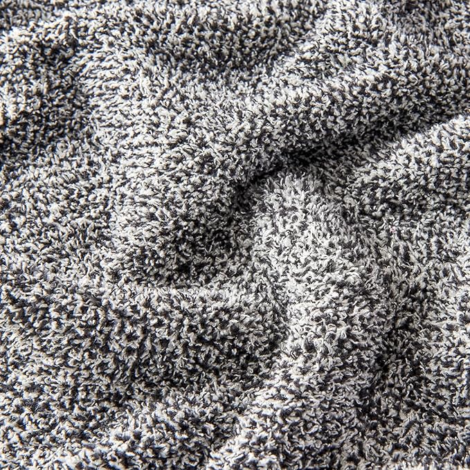 CozeCube Melange Blanket, Ultra Soft Black and White Throw Blanket, Warm Cozy Knit Fuzzy Plush Reversible Throw for Couch Bed Sofa, 60"x80"