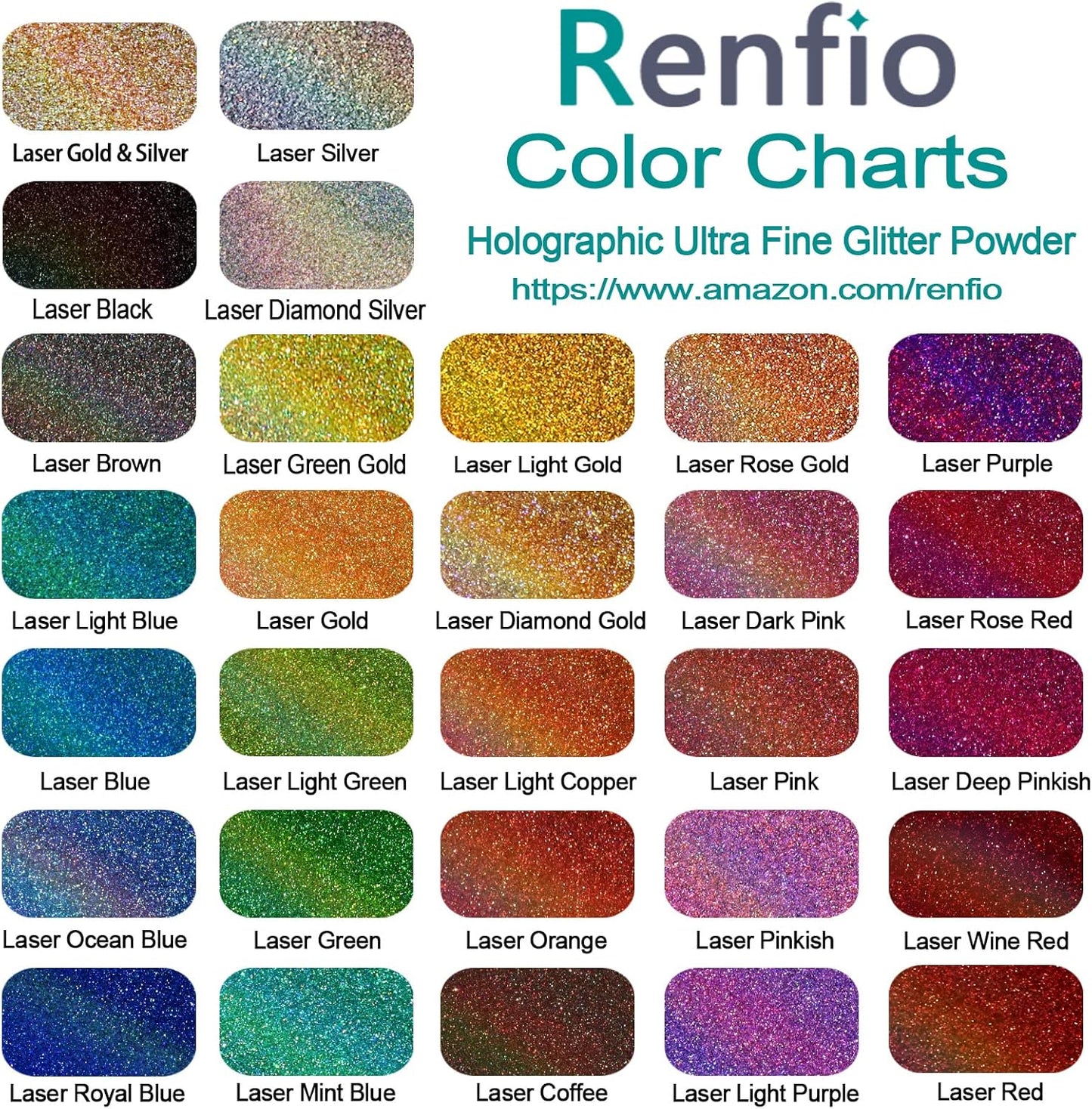 Renfio Holographic Ultra Fine Glitter Powder Metallic Resin Glitter 2.11 Oz (60g) PET Flakes Crafts Sequins 1/128" 0.008" 0.2mm Epoxy Chips Flakes for Tumblers Slime - Laser Rose Red