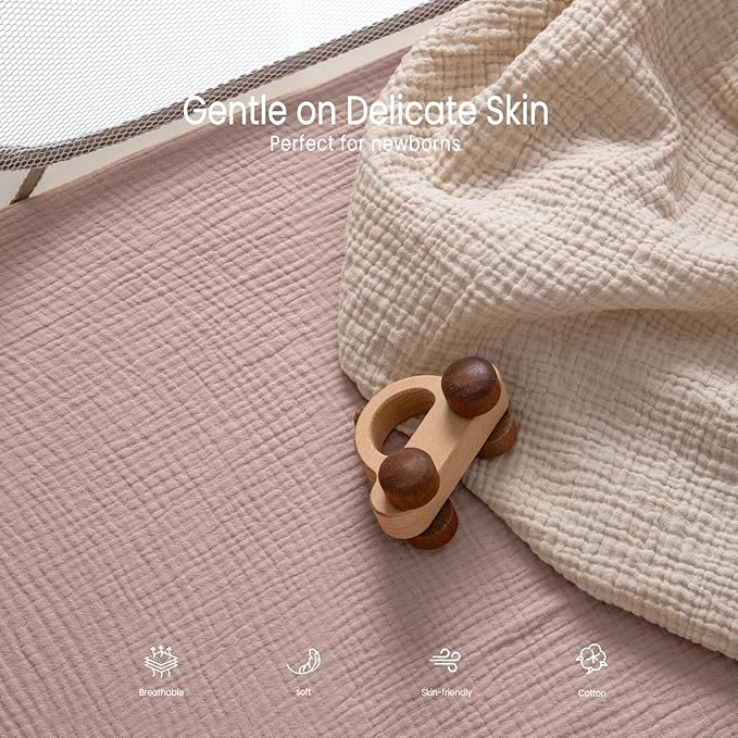 lulumoon Muslin Bassinet Sheets for Baby: Soft & Skin-Friendly Cotton Sheets for Boys and Girls - Fitted for MiClassic & Milliard Bassinet and Large Bedside Sleepers
