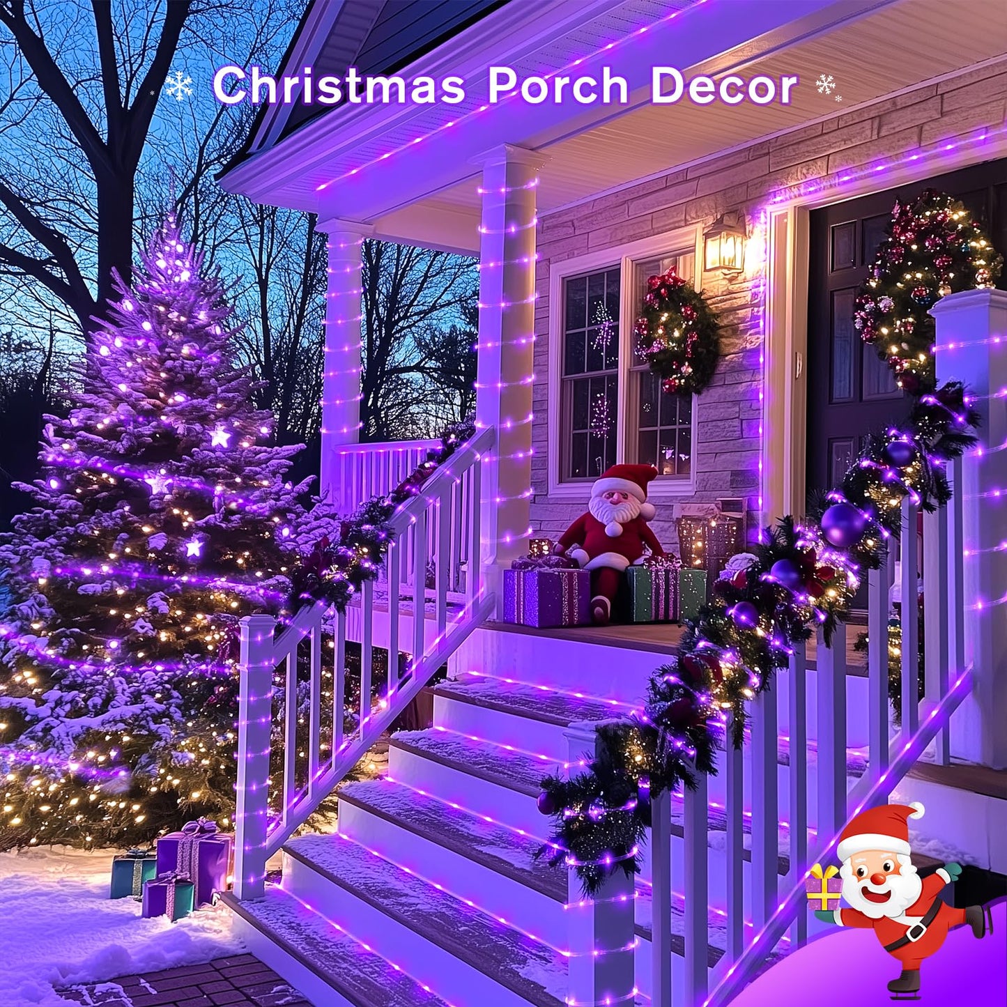 Jmexsuss 200 Led Purple Halloween Lights - 66 Ft Indoor/Outdoor Waterproof Purple Rope Lights For Outside Decorations  Garden  Patio  Christmas Tree