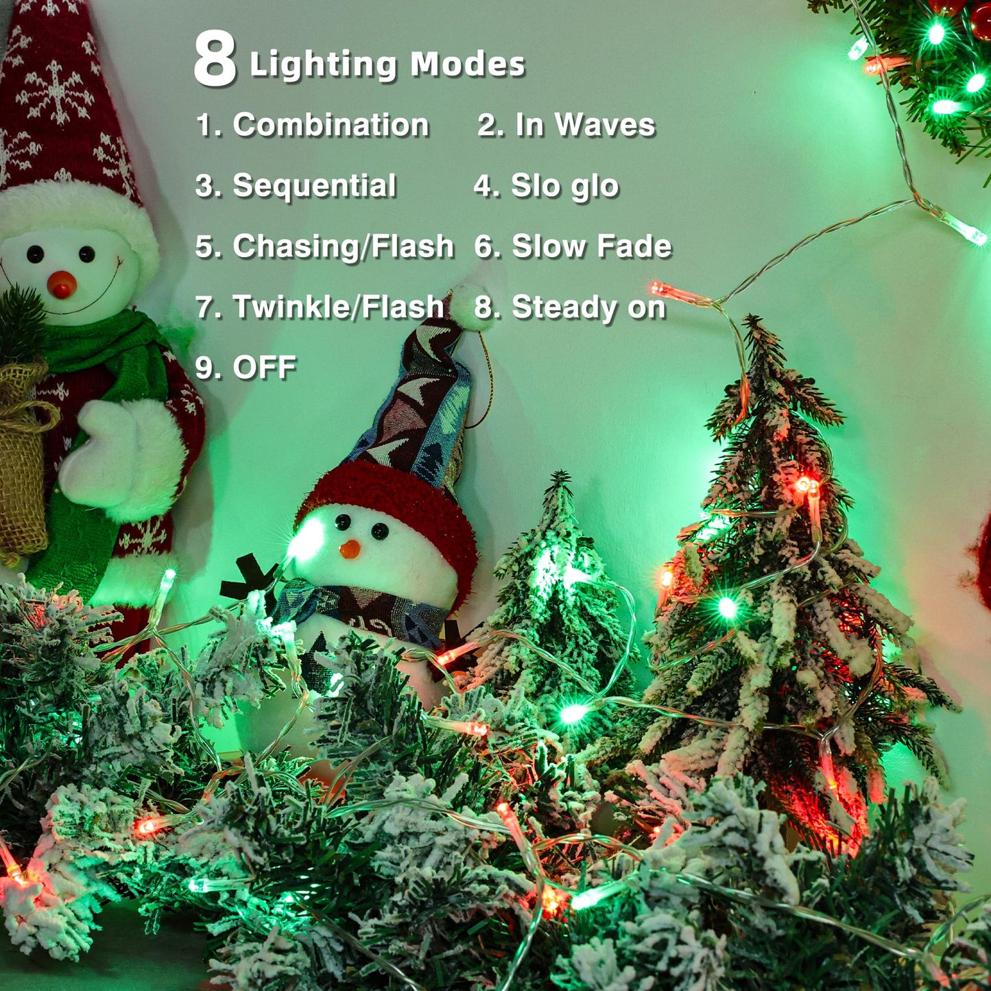 Lomotech Battery Operated Christmas Lights - 4 Pack Total 66Ft 200Leds String Lights 8 Modes Waterproof With Timer For Home  Garden  Party  Holiday  Tree Decoration (Clear Wire  Red & Green)