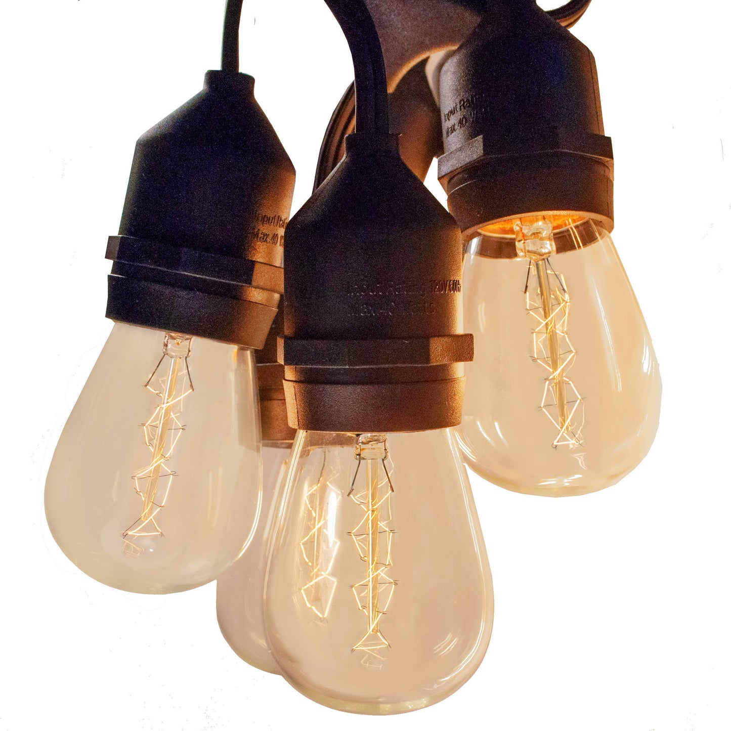 Hometown Evolution  Inc. E26 Outdoor Commercial String Lights With Suspended Socket For Weatherproof Heavy Duty Vintage Outside Lighting (S14 Zig Zag Edison 11 Watt Bulbs  100 Foot 50 Socket)