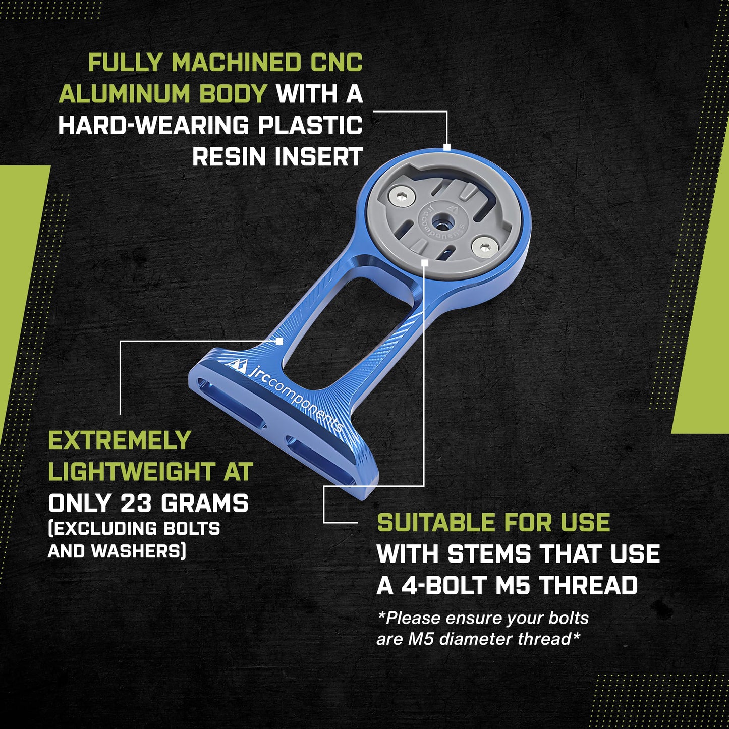 Jrc Components Stem Out Front Mount - Compatible With Wahoo - Blue