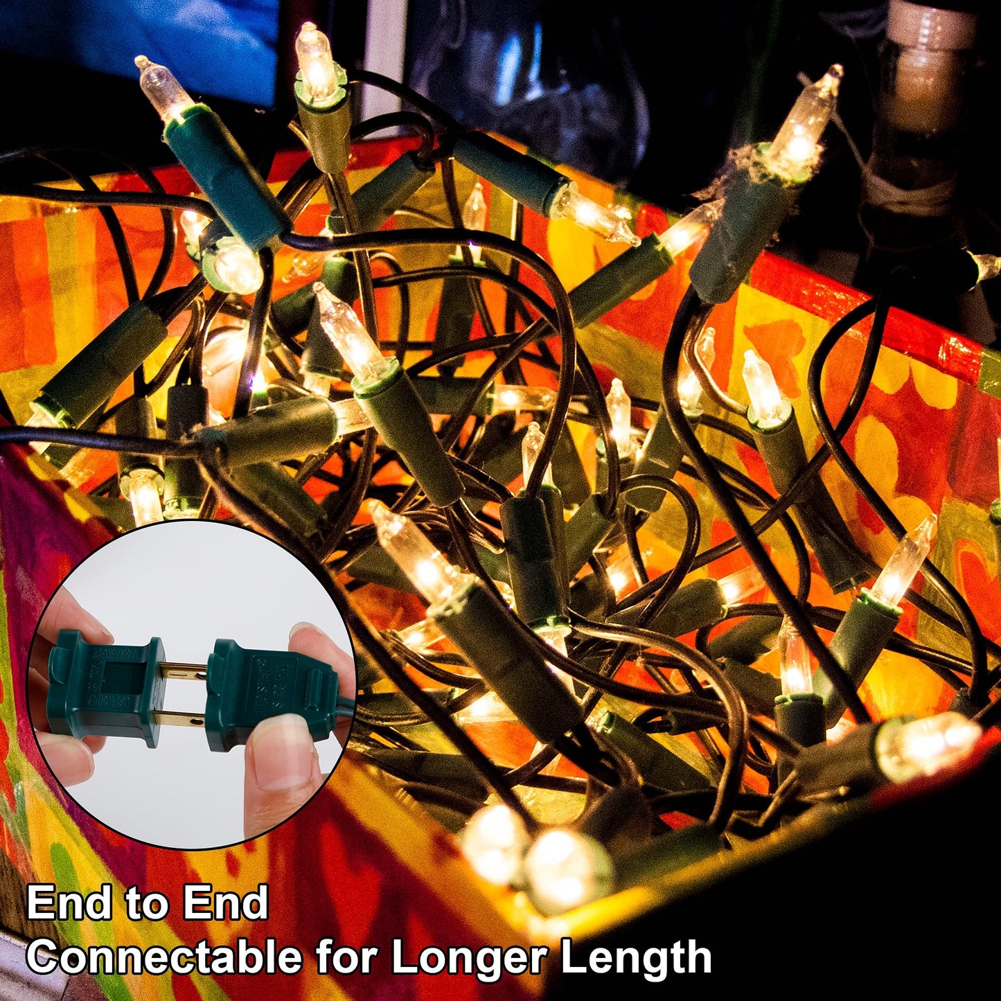 LJLNION 3 Sets Christmas Lights, 150 Count, 33 FT Each, Clear Warm White, UL Certified Mini String Lights for Outdoor Decoration