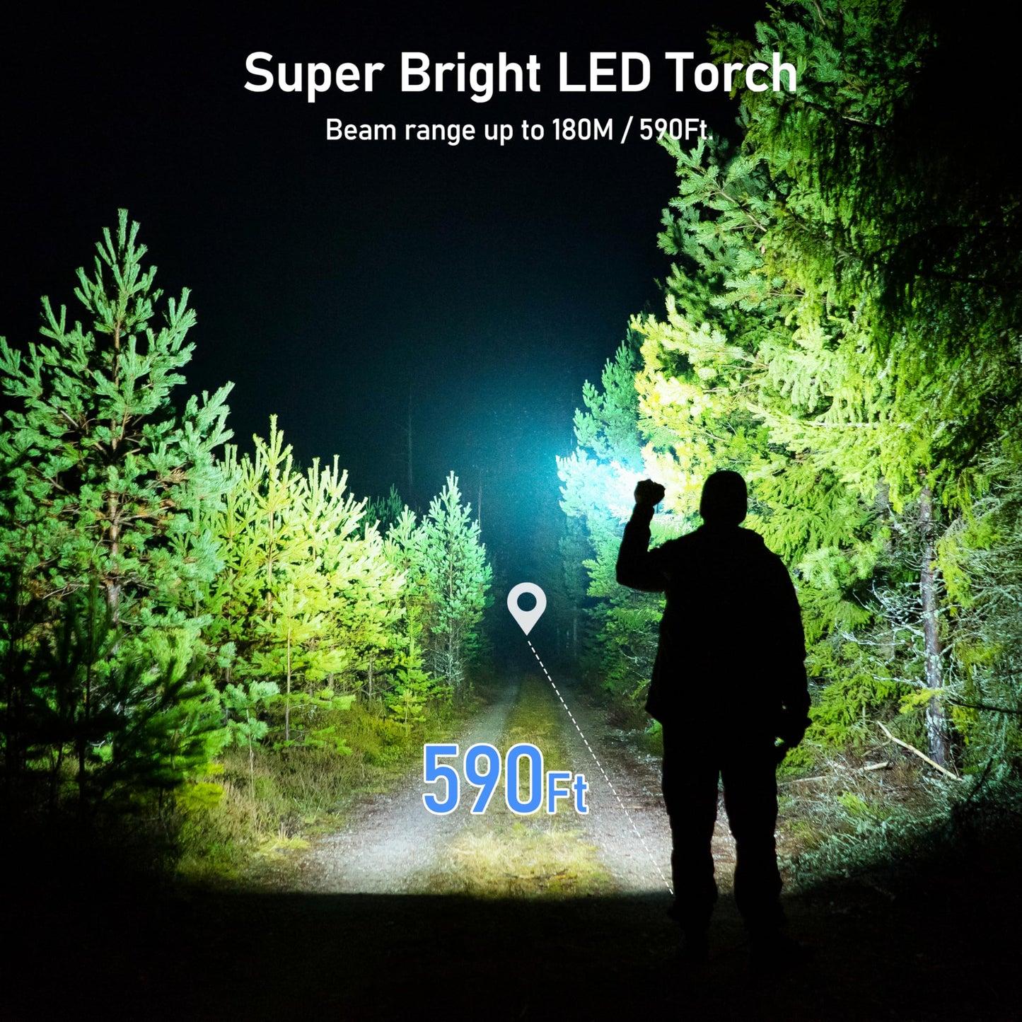 Blukar Rechargeable Flashlight, 2000L, Zoomable Led, Adjustable Brightness, Brown, Aluminum, Model K9132, 1 Pack
