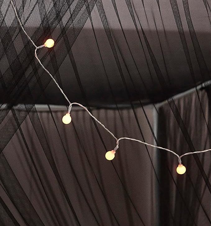Mengersi Bed Canopy Mosquito Net for Bed,Canopy Bed Curtains Elegant Bed Drapes Screen Netting Canopy Curtains Bedroom Decor (Black, Twin/Twin XL)