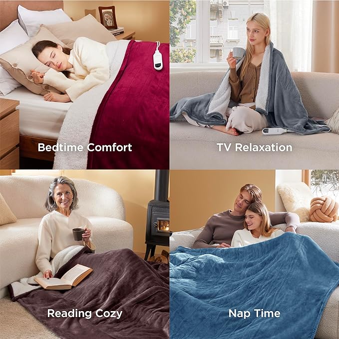 Bedsure Electric Blanket Full Size - Soft Flannel Heated Blanket Full, GentleSoft Fast Heating with 10 Time Settings & 6 Heat Settings, Warm Gift for Grandma (72x84 inches, Purple)