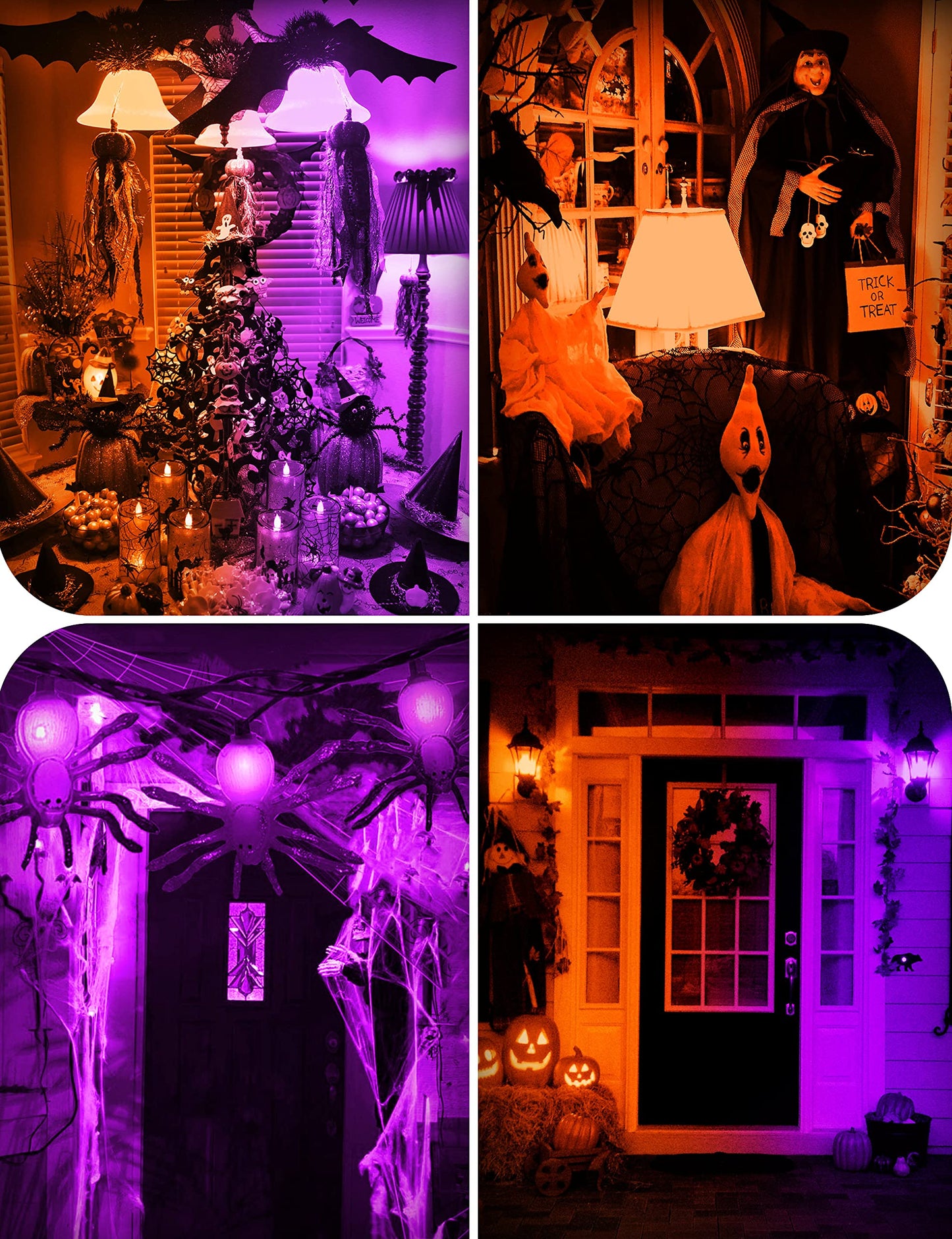 Woxeon A19 Led Light Bulbs 4 Pack - 2 Orange & 2 Purple, 9W (60W Equivalent), E26 Base, Plastic - Perfect For Halloween & Holiday Decor