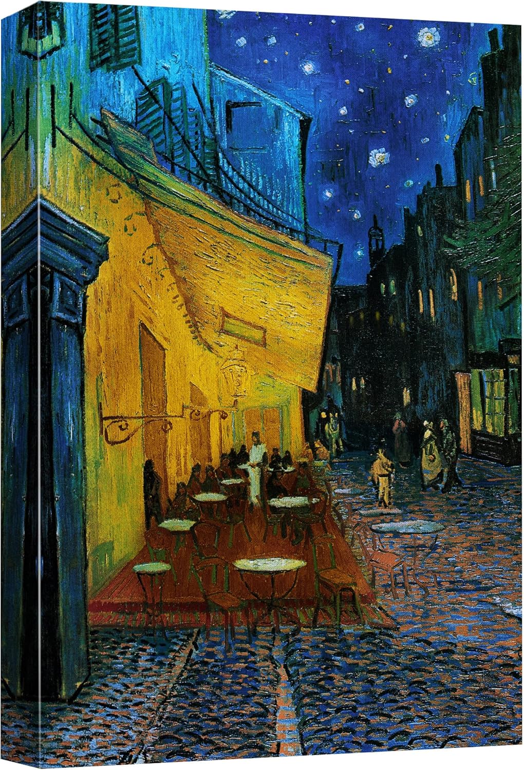 wall26 Canvas Print Wall Art Cafe Terrace at Night by Master Artist Vincent Van Gogh Nature Wilderness Illustrations Fine Art Relax/Calm Multicolor for Living Room, Bedroom, Office - 12"x18"