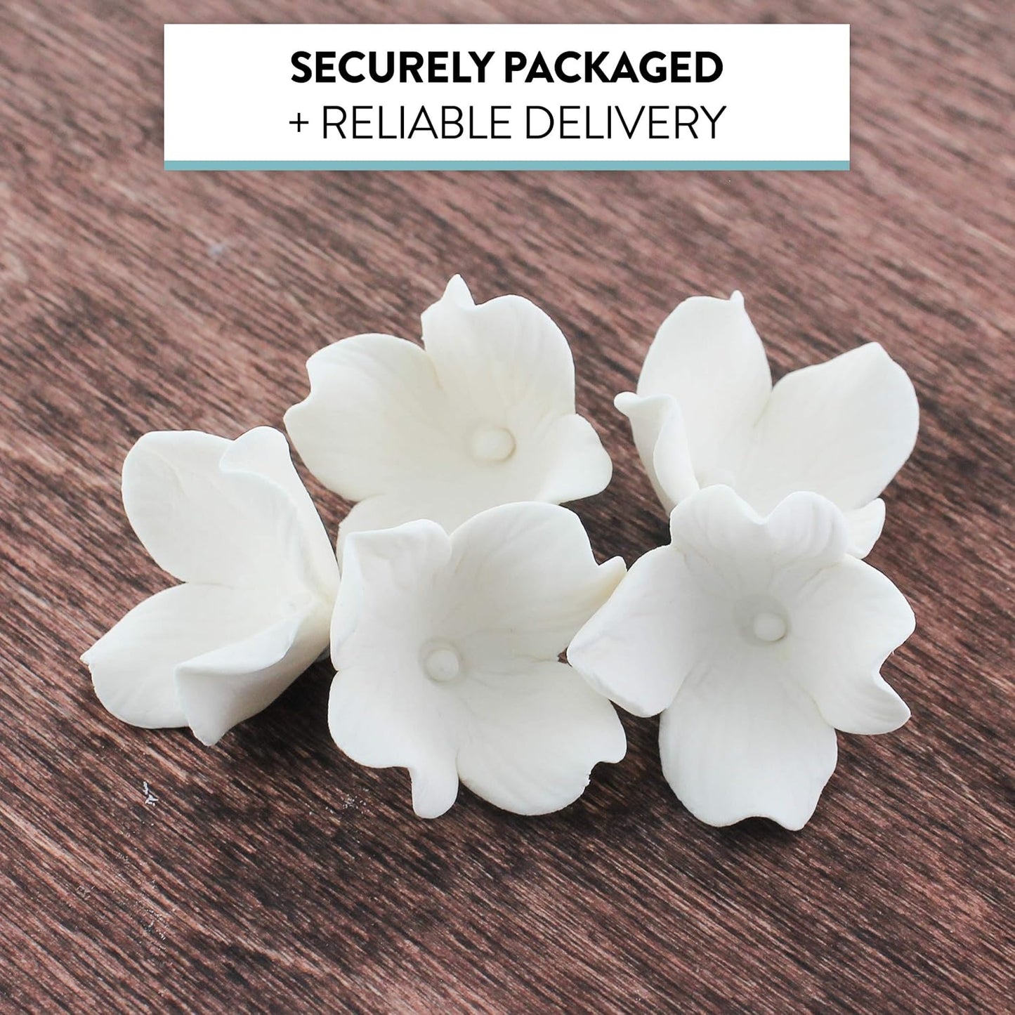 Global Sugar Art Hydrangea Blossom Edible Sugar Cake Flowers, White Unwired, 36 Count by Chef Alan Tetreault