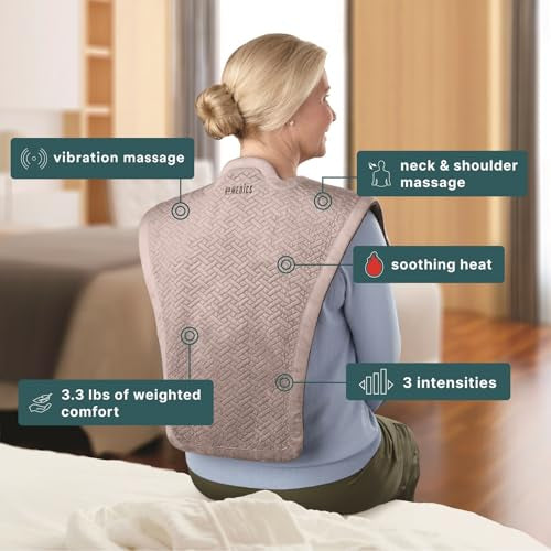Homedics Vibration Heated Shoulder Massager Wrap, Comfort Pro Elite, Soft Fabric, Tension Relief, 2 Speeds & Styles, Long,...