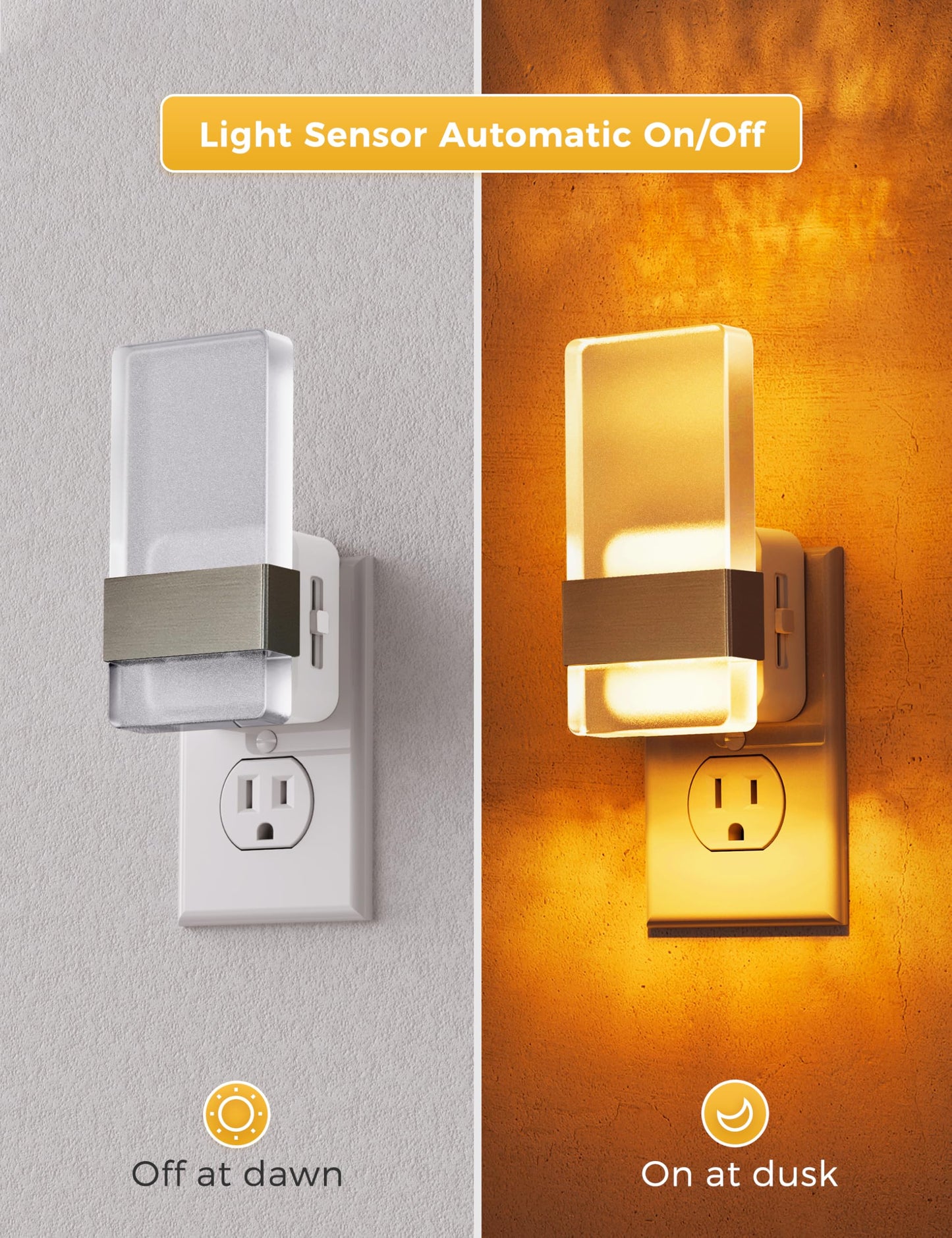 L Lohas Led Night Light  Amber Night Lights Plug Into Wall  Dusk-To-Dawn Sensor Decorative Night Light  0-100Lm Dimmable Nightlights  Wall Sconce-Style Acrylic Nitelight For Bathroom  Hallway Gift