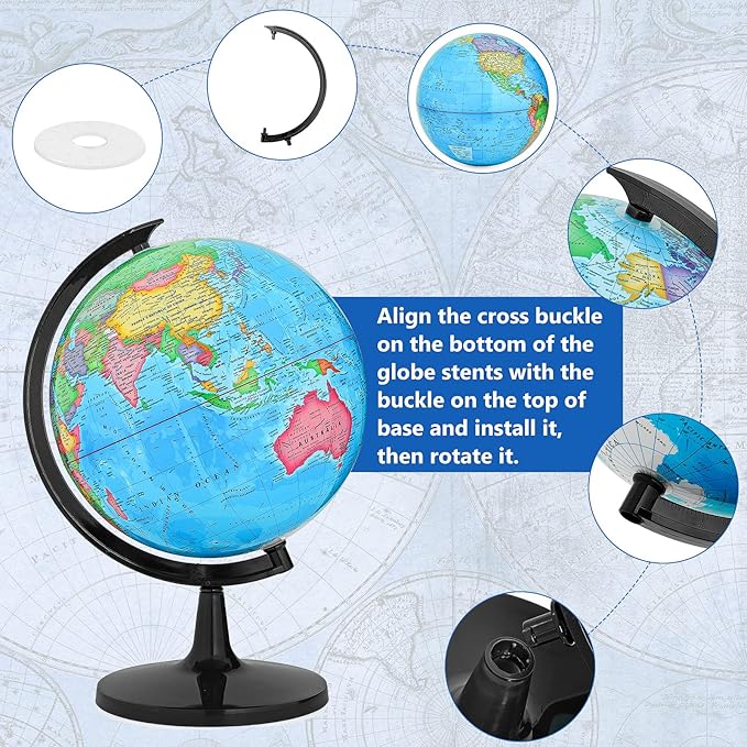 GOCHANGE Classroom Globes Elementary, 13in Political Teaching Globe with Countries & Capitals & State Capitals, Large Globes for Adults & Children