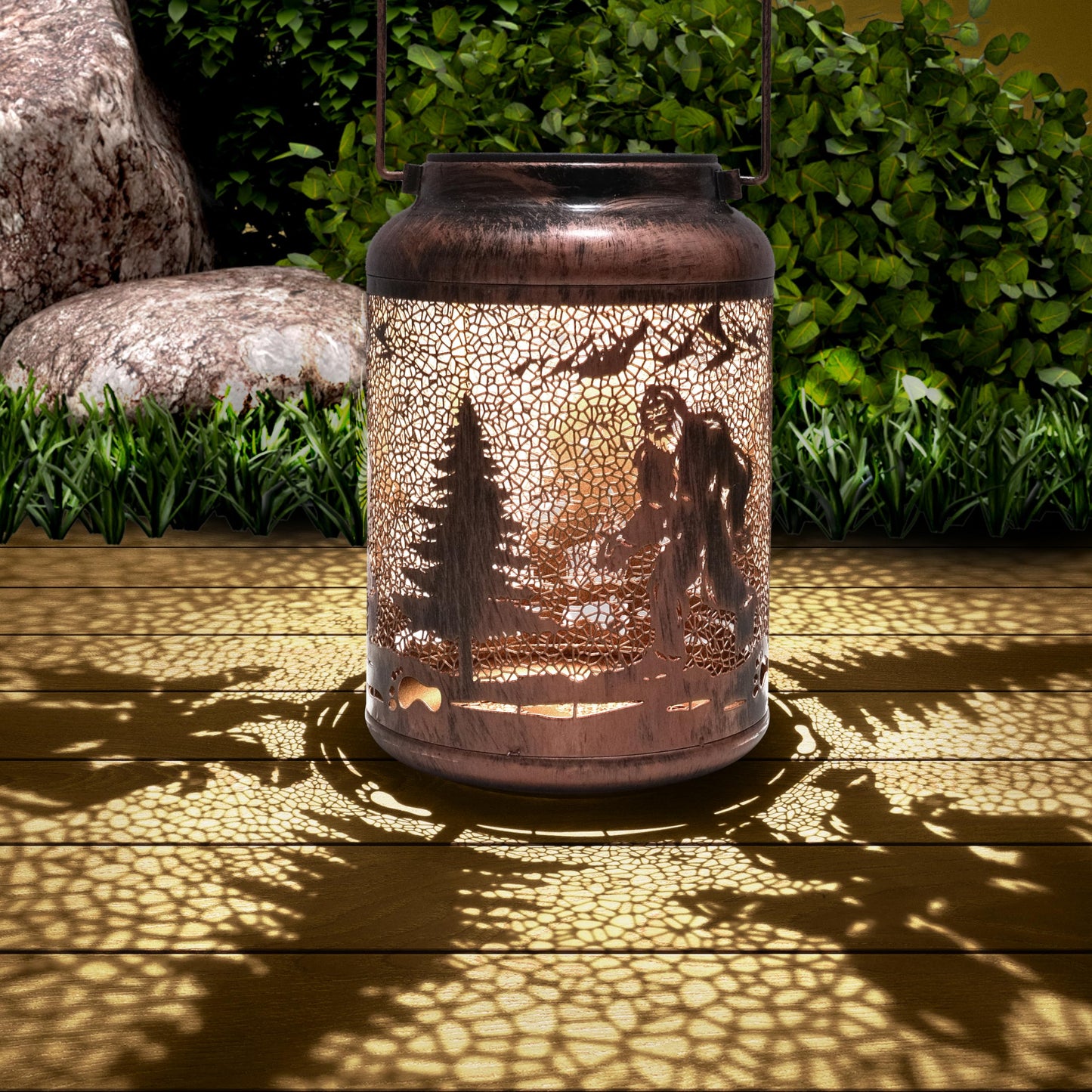 6.69 Bigfoot Solar Lantern Outdoor Hanging Solar Light - Ip65 Waterproof Led Decorative Lantern For Patio  Pathway  Or Tabletop. Perfect Mothers Day Gift For Women  Unique Metal Decor