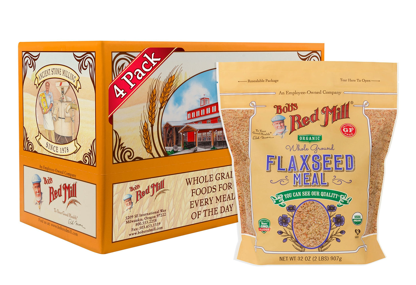 Bob s Red Mill Organic Flaxseed Meal, 32oz (Pack of 4) - Non GMO, Vegan, Paleo Friendly, Keto Friendly, Kosher