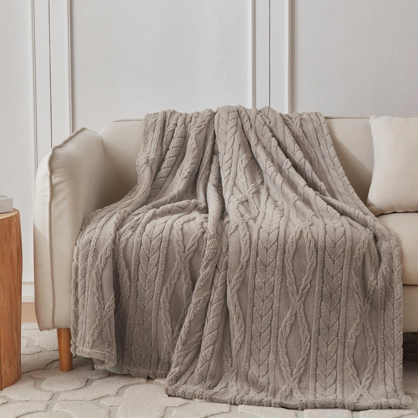 COOVA Taupe Fleece Throw Blanket for Couch - Super Soft Cozy Plush Fuzzy Blanket for Sofa,Premium Sherpa Warm Throw for Women,Bed,Chair,50x60 Inches