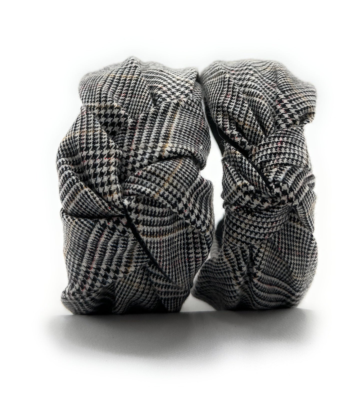 YETASI Thick 2.5 Inches Top Knot Headbands for Women are Trendy. Plaid Black Knotted Headband is a Designer Head band Fashion fo
