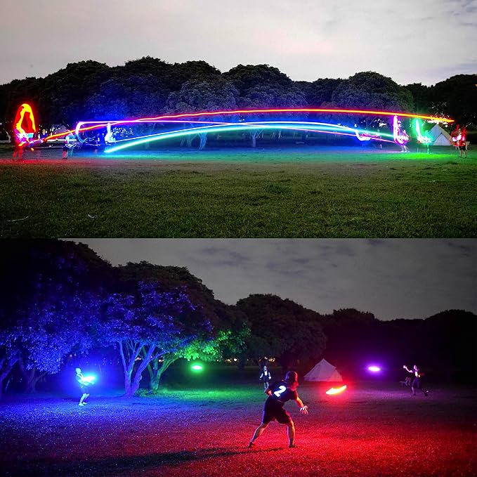 TOSY Bundle of 3-2X Green + Red - Flying Disc 36 LEDs, Super Bright, Smart Modes, Auto Light Up, Rechargeable, Cool Fun Christmas, Birthday & Camping Gift for Men/Boys/Teens/Kids, 175g Frisbee