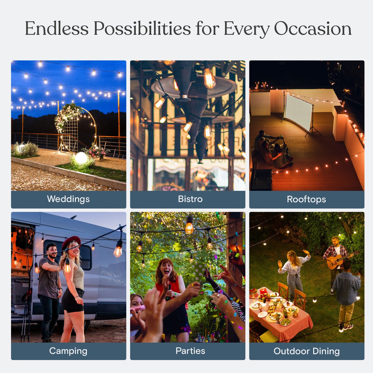 Brightech Ambience Pro Outdoor String Lights - 48 Ft, Dimmable Vintage Edison Bulbs, Waterproof, Soft White (2700K)