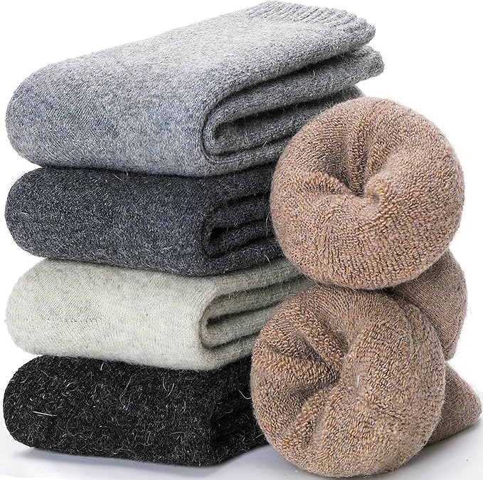 EBMORE Merino Wool Socks for Women Hiking Thermal Warm Winter Thick Boot Cozy Crew Comfy Work Socks for Ladies 5 Pairs