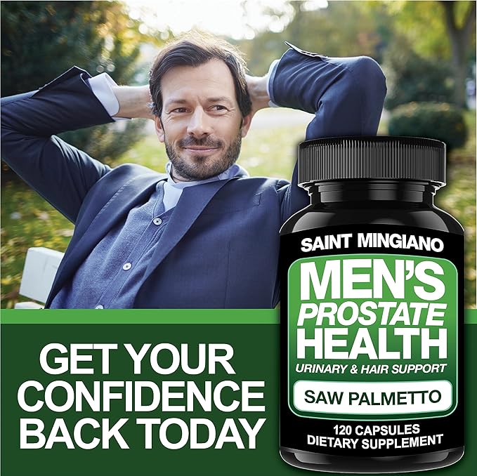 Men's Prostate Health Supplement - 120 Capsules of Advanced Prostate Support for Men with Saw Palmetto, Supporting Urinary Function and Hair Health – 3 Months Supply of Natural Herbal Supplements