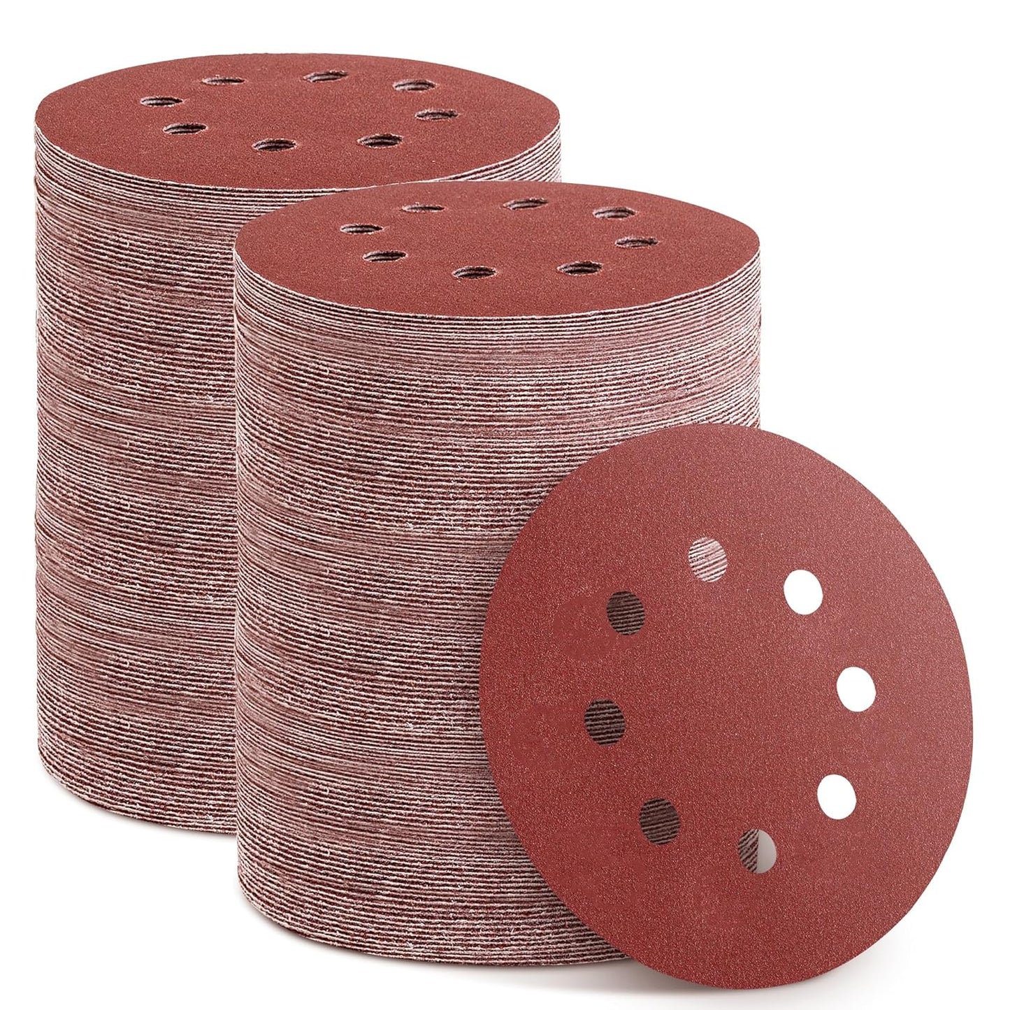 300pcs Sanding Discs Set, 5-Inch 8-Hole Sandpaper, Including 60,80,100,120,150,180,240,320,400,600 Grit for Woodworking or Automotive