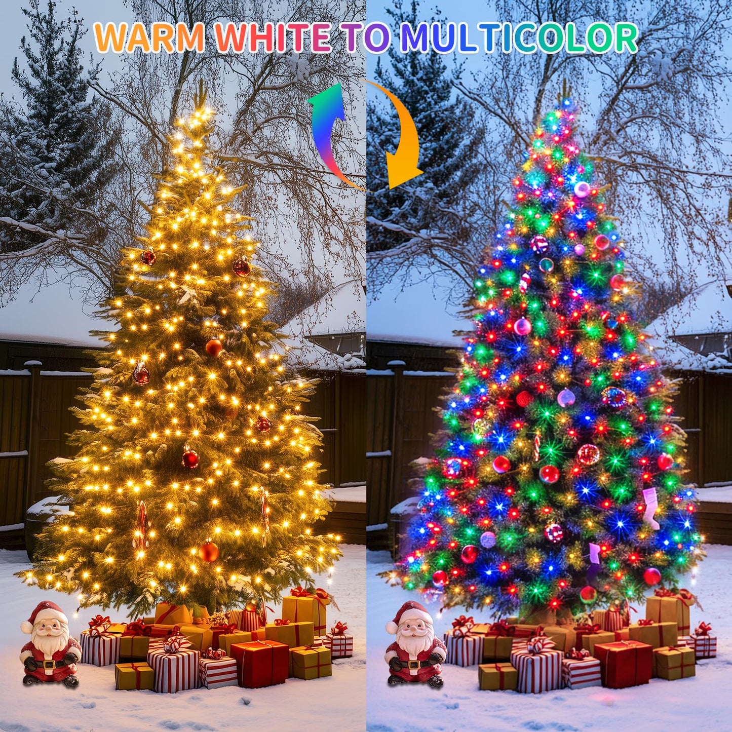 JMEXSUSS 500 LED Color Changing Christmas Lights, 173ft, 11 Modes, Warm White & Multicolor, Waterproof, Model EXS-S-0500-R