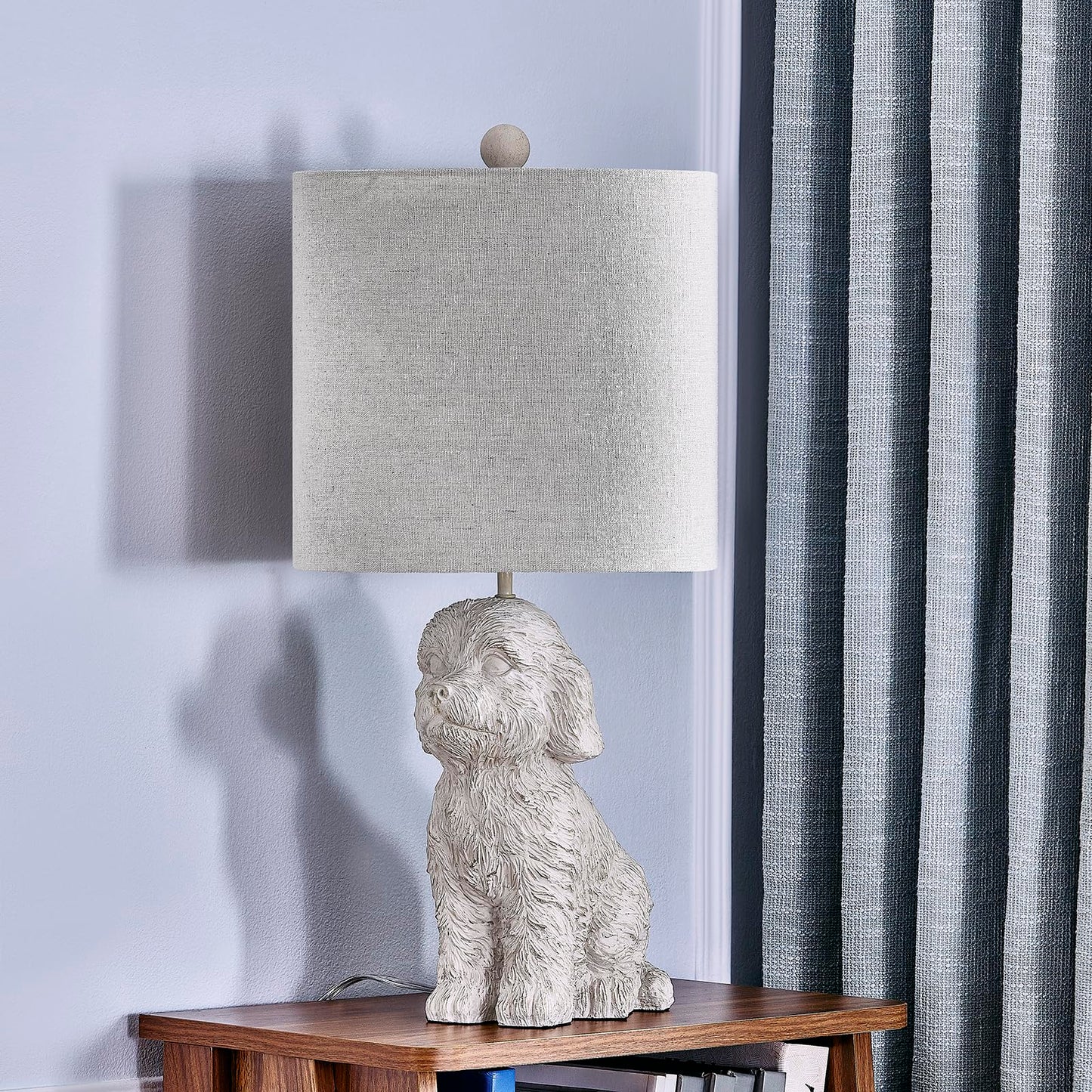 Crestview Collection Resin Table Lamp, 24in Golden Doodle Design, White Linen Shade, Model EVCBAVP2176