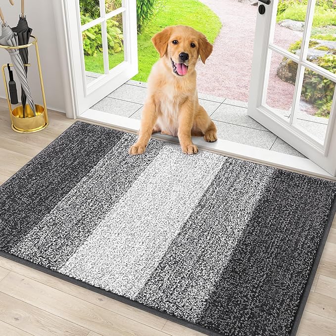 Smiry Dog Door Mat for Muddy Paws, Absorbs Moisture and Dirt, Low-Profile Entryway Mat with Non-Slip Backing, Entry Indoor...