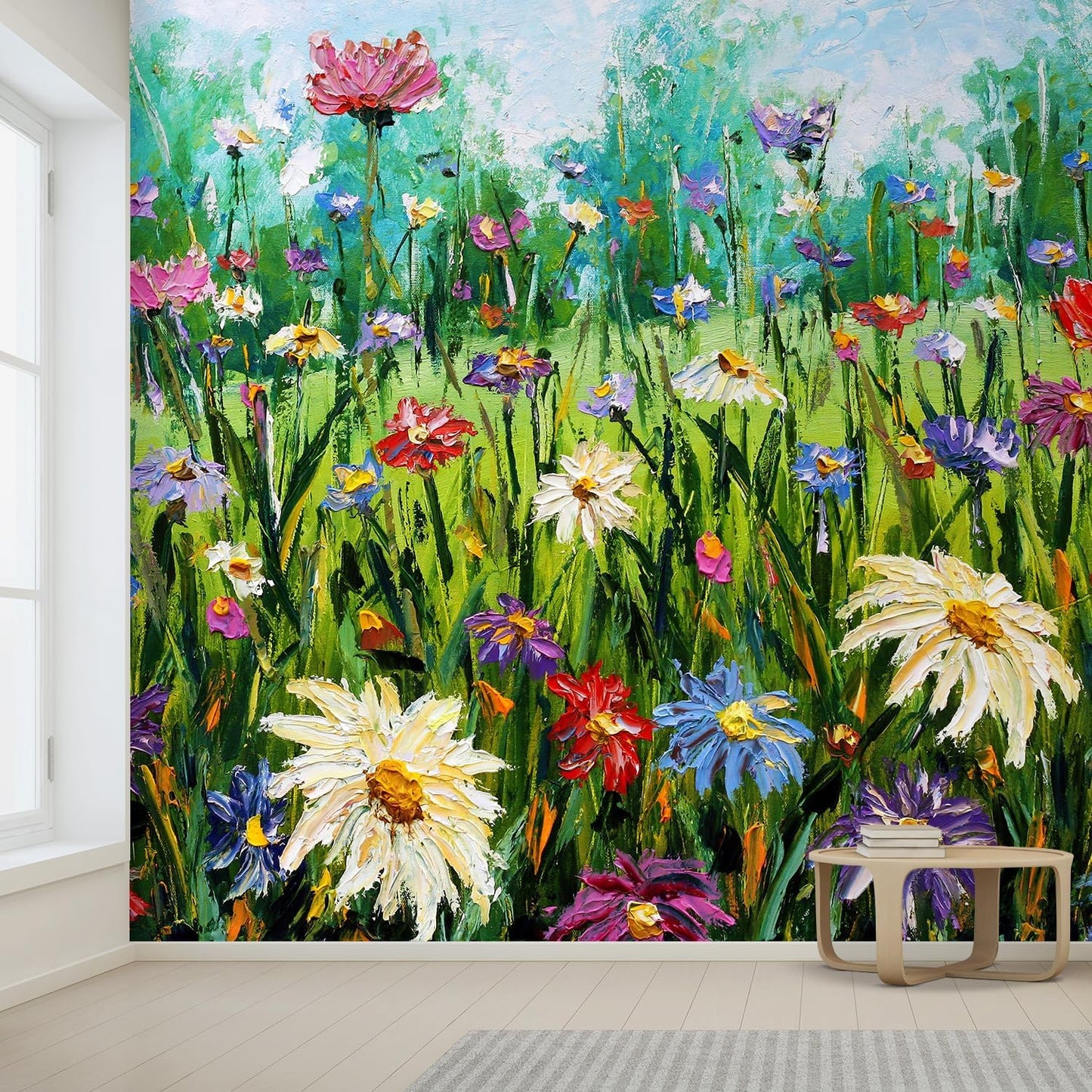 wall26 Wall Sticker/Wall Mural Wildflower Abstract, Not Peel and Stick, Non-Woven Wallpaper Decorative for Bedroom, Living Room, Office - 108x168 inches