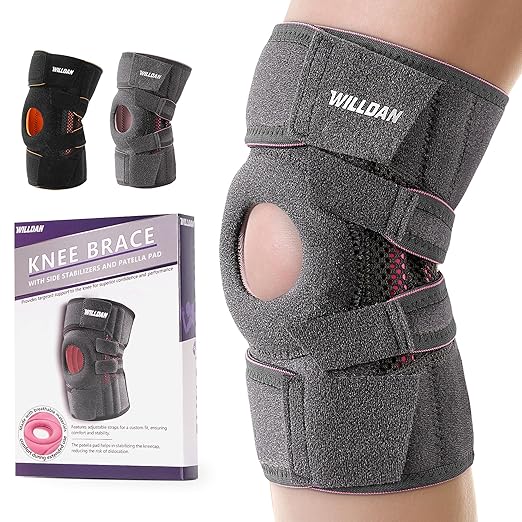 WILLDAN Knee Brace with Side Stabilizers & Patella Gel Pads for Maximum Knee Pain Support, Running, Workout and fast recov...